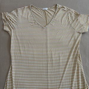 Rae Republic Yellow Striped Maxi Dress Womens XL 45” Long Casual T Shirt Dress
